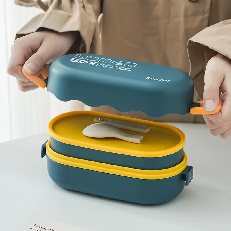 Baby Food Thermos - 850ML Lunch Box Double-layer Plastic Compartment