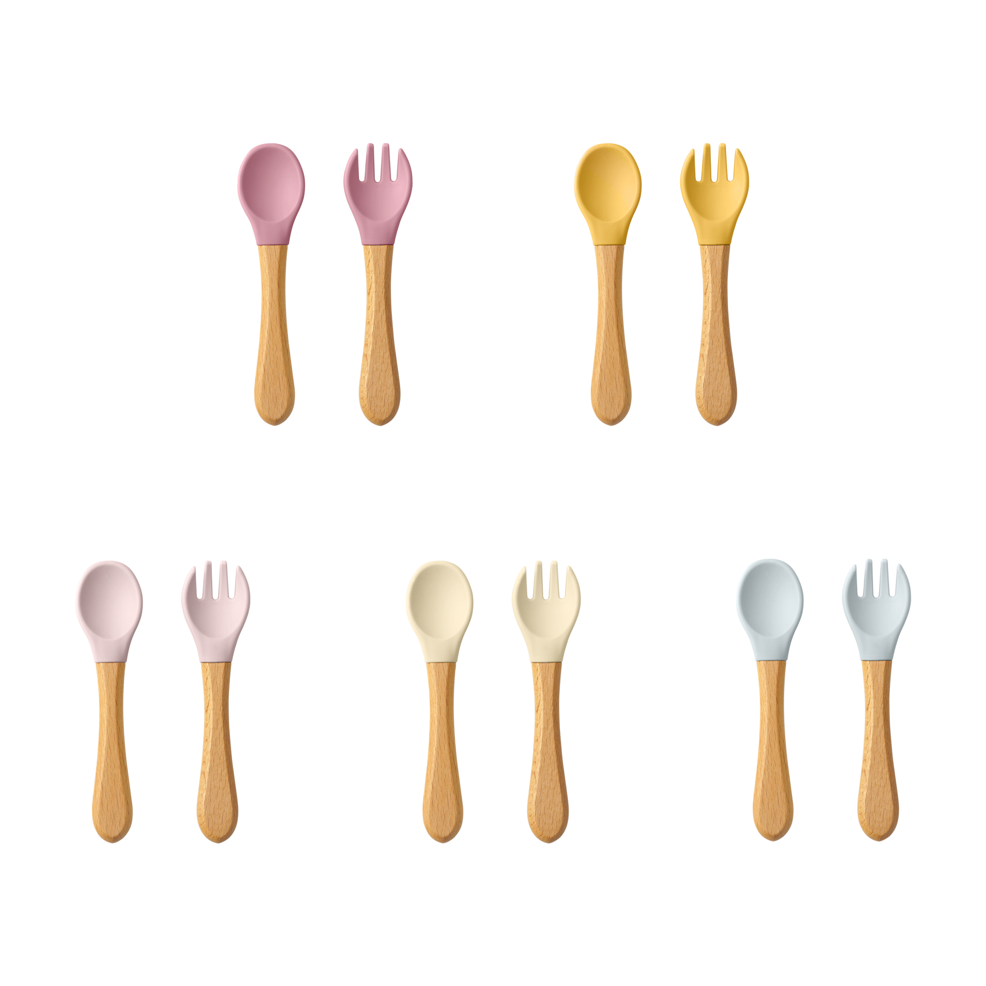 Weaning Spoon Set - 2PCS Baby Learning Spoons Utensils Set