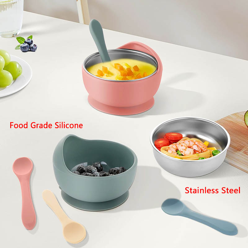 3Pcs Set Baby Feeding Bowl Wit - Baby Food Utensils review and price