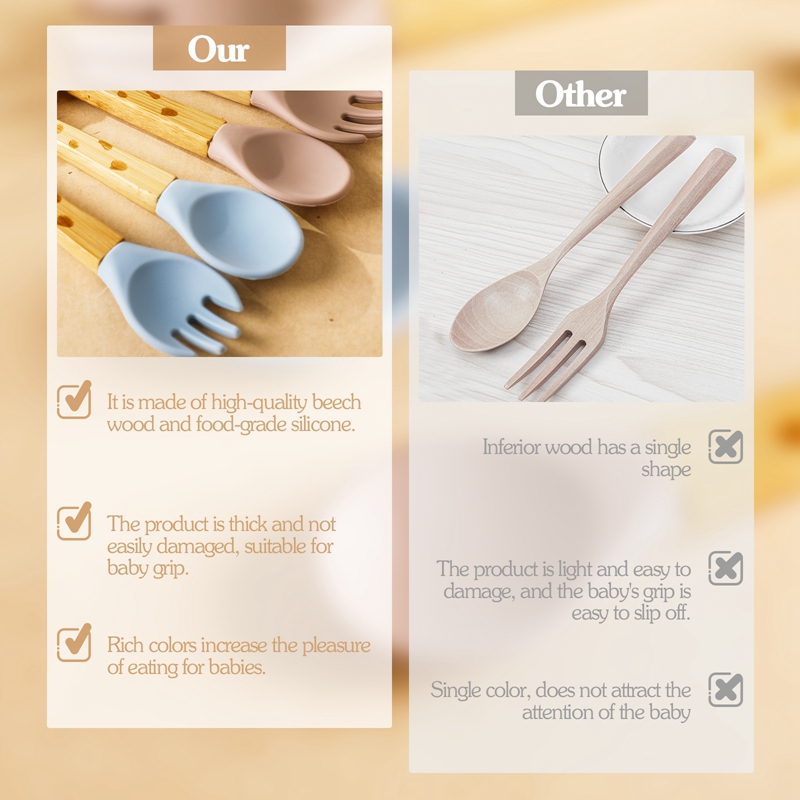 2PCS Baby Bamboo Fork Silicone - Baby Food Organic review and price