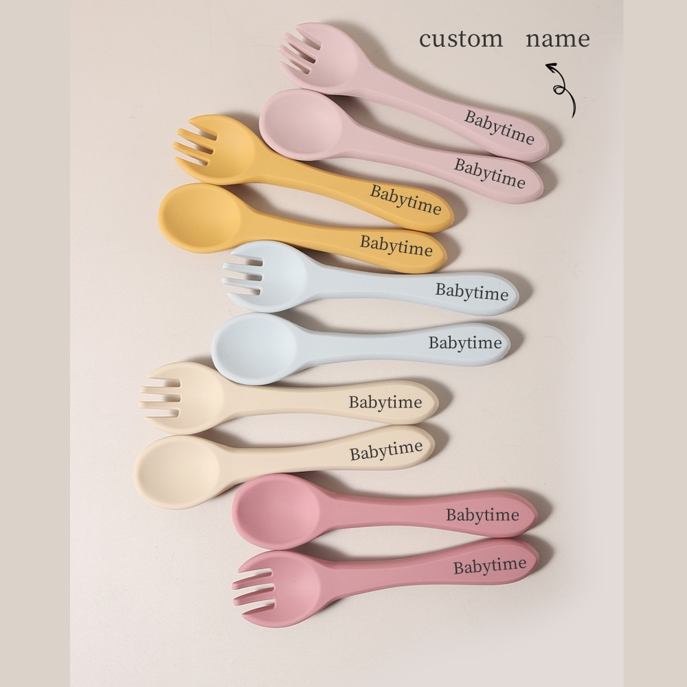 Custom Name 1 Pair Silicone Sp - Baby Food Utensils review and price